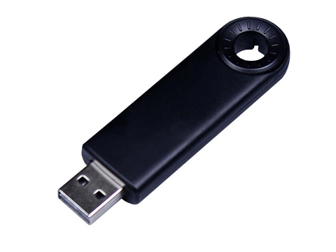 USB-флешка промо на 4 Гб прямоугольной формы, выдвижной механизм, черный