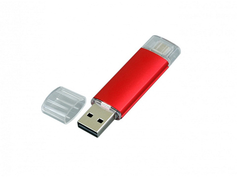 USB-флешка на 16 Гб.c дополнительным разъемом Micro USB, красный - рис 3.