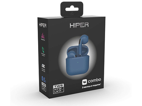 Беспроводные наушники HIPER TWS Lazo X11 Blue (HTW-LX11) Bluetooth 5.3 гарнитура, Синий - рис 2.