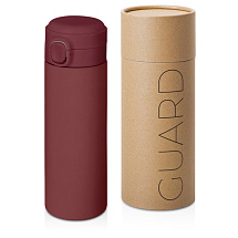 Вакуумная термокружка Waterline c кнопкой Guard, 400 мл, тубус, бургунди