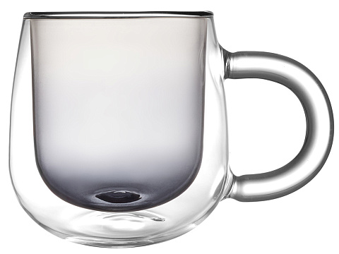 Кружка с двойными стенками с широкой ручкой и градиентным покрытием Fog, черный