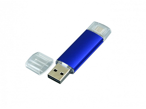 USB-флешка на 32 Гб.c дополнительным разъемом Micro USB, синий - рис 3.