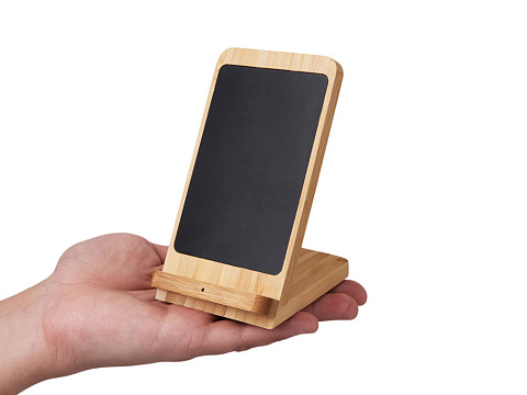 Беспроводное зарядное устройство 2-в-1 с подсветкой лого Reedia S4, 15 Вт, бамбук, черный - рис 7.