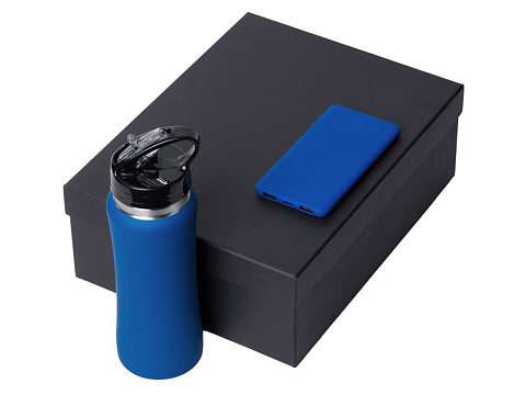 Подарочный набор с бутылкой для воды и повербанком С1, 5000 mAh, синий - рис 2.