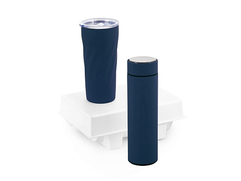 Подарочный набор FAMILY с термосом и термокружкой, темно-синий