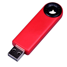 USB-флешка промо на 64 Гб прямоугольной формы, выдвижной механизм, черный