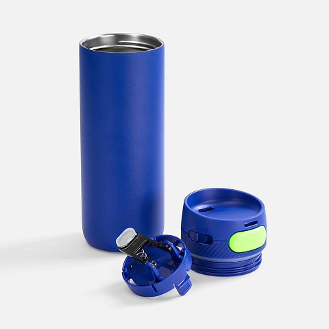 Термостакан X1 с цветной кнопкой, синий с желтым - рис 3.