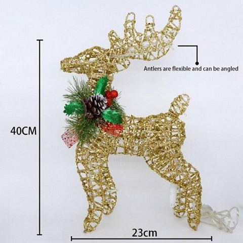 Новогоднее украшение Олень с гирляндой (40см) - рис 2.