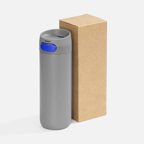 Термостакан X1 с цветной кнопкой, серый с синим - рис 6.