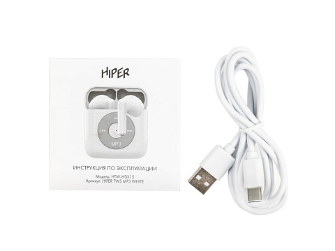 Беспроводные наушники HIPER TWS MP3 (HTW-HDX15), белый - рис 8.