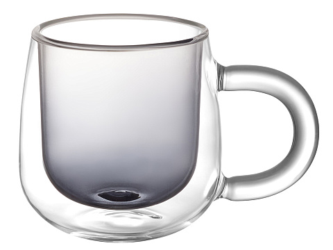 Кружка с двойными стенками с широкой ручкой и градиентным покрытием Fog, черный - рис 2.