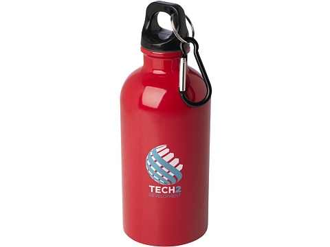 Одностенная бутылка для воды с карабином Oregon, изготовленная из нержавеющей стали, сертифицированной по стандарту RCS, объемом 400 мл - Красный - рис 4.