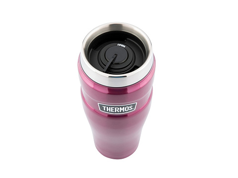 Кружка-термос со стальной колбой SK1005 Matte Raspberry leak proof Vacuum Travel Tumbler, 470ml., красный - рис 2.