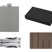 Набор с мультитулом и фляжкой Путешественник 2.0., серый