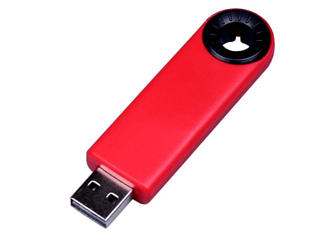 USB-флешка промо на 4 Гб прямоугольной формы, выдвижной механизм, черный