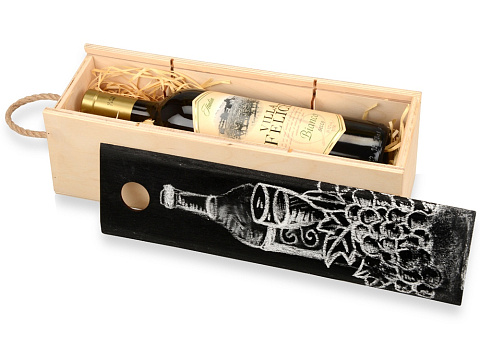 Пенал на 1 бутылку с грифельной крышкой, натуральный - рис 3.