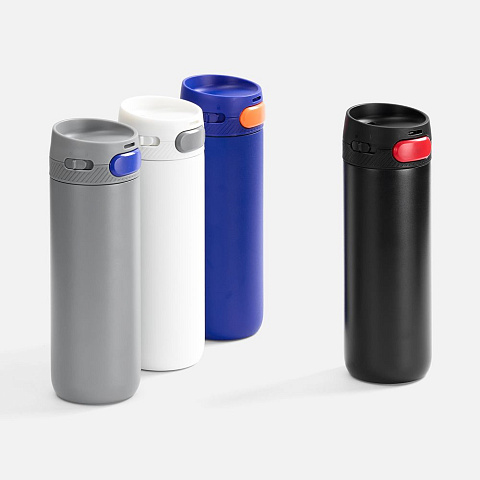 Термостакан X1 с цветной кнопкой, серый с оранжевым - рис 8.