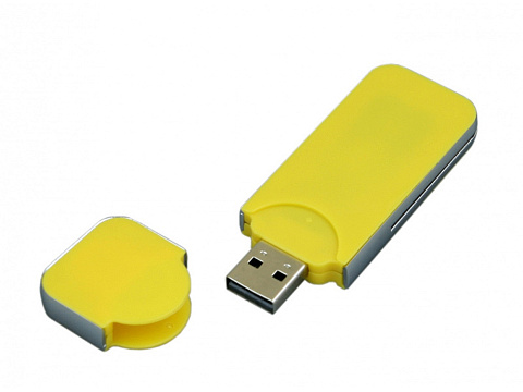 USB-флешка на 16 Гб в стиле I-phone, прямоугольнй формы, желтый - рис 2.