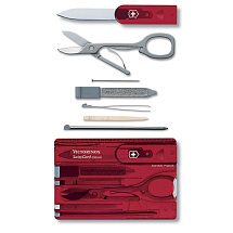 Швейцарская карточка VICTORINOX SwissCard Classic, 10 функций, полупрозрачная красная