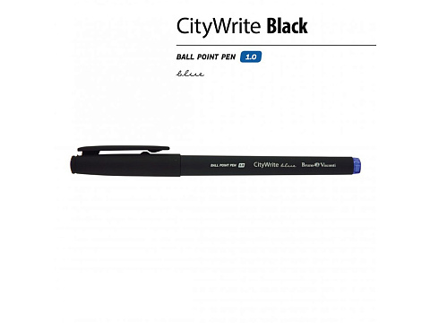 Ручка "CityWrite.BLACK" шариковая, черный пластиковый корпус, 1.0 мм, синяя - рис 2.