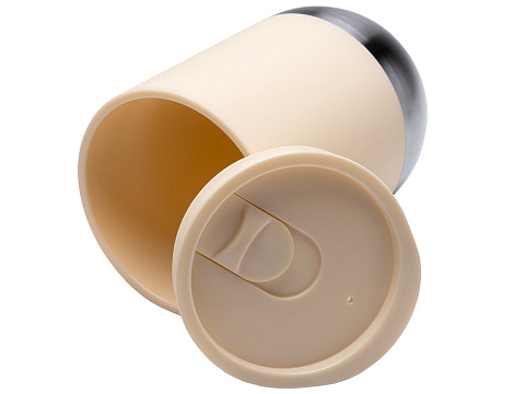 Термокружка LINDE с двойными стенками из переработанного полипропилена, бежевый - рис 4.