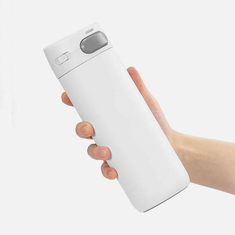 Термостакан X1 с цветной кнопкой, белый с серым - рис 5.