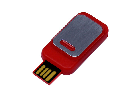 USB-флешка промо на 32 Гб прямоугольной формы, выдвижной механизм, красный