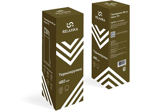 Термокружка Relaxika 701 (0,48 литра), хаки (без лого) - рис 19.