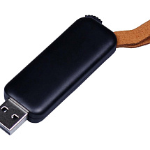 USB-флешка промо на 64 ГБ прямоугольной формы, выдвижной механизм, черный