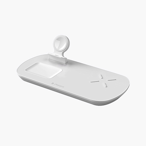 Зарядная станция 3 в 1: iPhone, Apple Watch, Airpods, беспроводная, 17,5 Вт, белая, Deppa - рис 3.