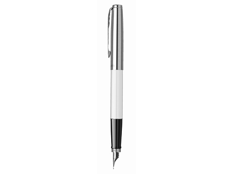 Перьевая ручка Parker Jotter White CT перо:F, цвет чернил: blue, в подарочной упаковке - рис 3.