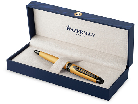 Шариковая ручка Waterman Expert Gold, цвет чернил Mblue,  в подарочной упаковке - рис 2.