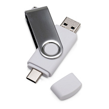 USB3.0/USB Type-C флешка на 32 Гб Квебек C, белый