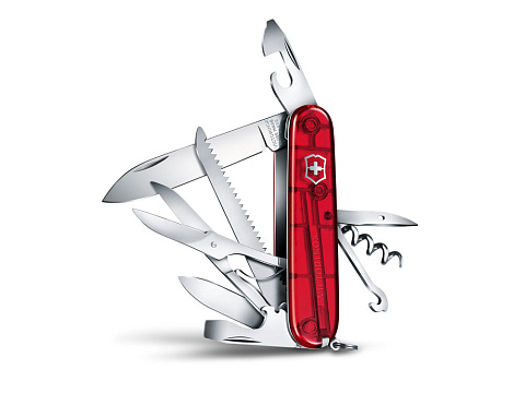 Нож перочинный VICTORINOX Huntsman, 91 мм, 15 функций, полупрозрачный красный - рис 2.