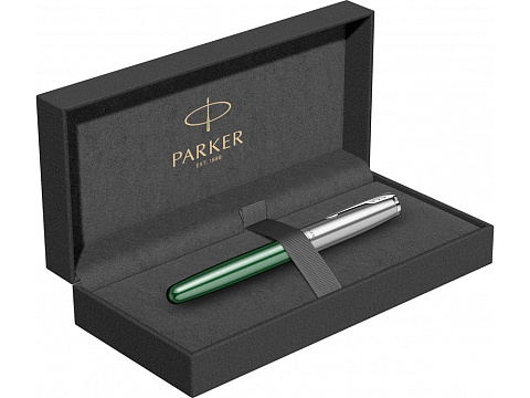 Перьевая ручка Parker Sonnet Essentials Green SB Steel CT, перо: F, цвет чернил: black, в подарочной упаковке. - рис 12.