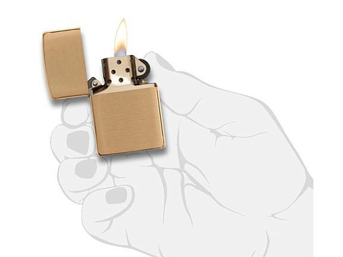 Зажигалка ZIPPO с покрытием Brushed Brass, латунь/сталь, золотистая, матовая, 38x13x57 мм - рис 3.