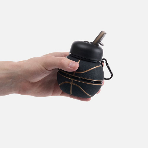 Складная бутылка для воды Basketball Flex, черная - рис 7.