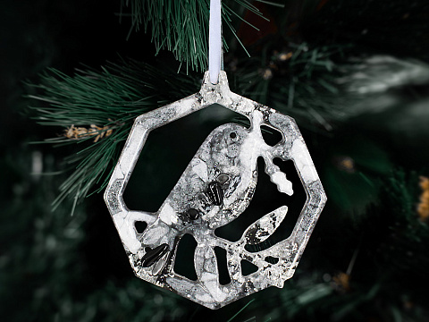 Елочные игрушки (Снегирь) Обсидиан - рис 5.