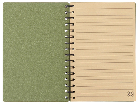 Блокнот на спирали в картонной обложке с переработанной бумагой Mania, зеленый - рис 3.