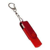 USB-флешка на 32 Гб 2 в 1 поворотный механизм, c дополнительным разъемом Type-C с одноцветным металлическим клипом, красный