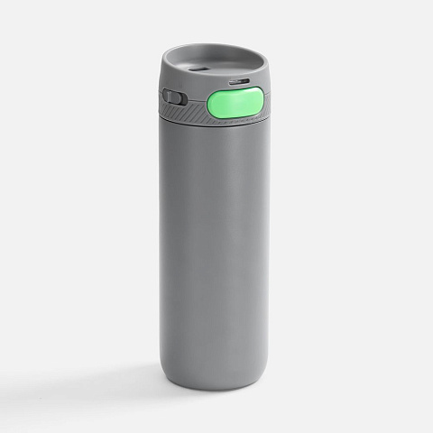 Термостакан X1 с цветной кнопкой, серый с зеленым - рис 2.