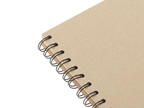 Блокнот на спирали в картонной обложке с переработанной бумагой Mania, натуральный - рис 4.