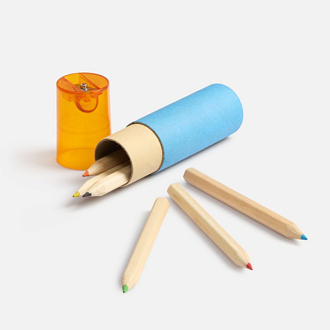 Набор цветных карандашей Kiddo с точилкой, голубой с оранжевым - рис 3.