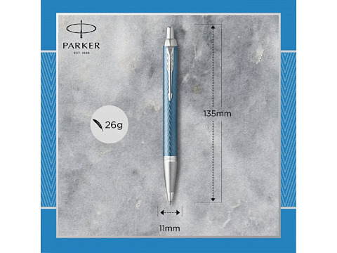 Шариковая ручка Parker IM Premium K318  Blue Grey CT, стержень: M, цвет чернил: blue, в подарочной упаковке. - рис 8.