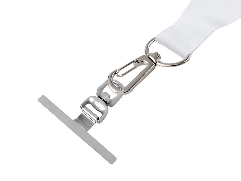 Ланъярд 2 см под сублимацию с трендовым карабином, замком обрыва и металлическим держателем для телефона, серебристый - рис 4.