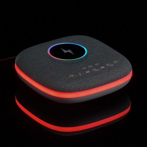 Bluetooth колонка с беспроводной зарядкой и подсветкой Terrafonic, серая - рис 12.