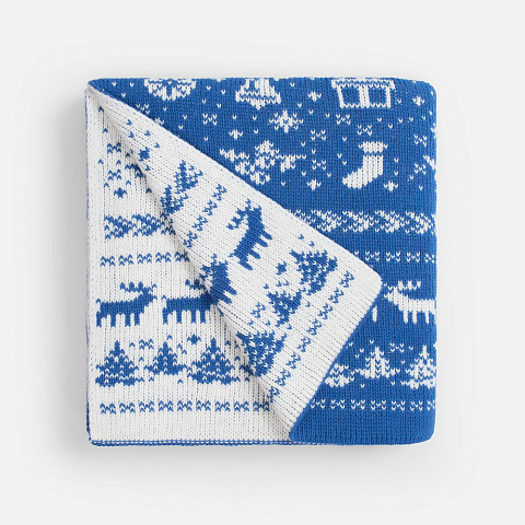 Плед Holidale, синий с молочным - рис 3.