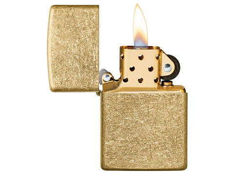 Зажигалка ZIPPO Classic с покрытием Tumbled Brass, латунь/сталь, золотистая, матовая, 38x13x57 мм - рис 8.