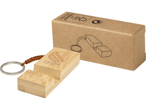 Bosona бамбуковый держатель для мобильного телефона с брелком, натуральный - рис 6.