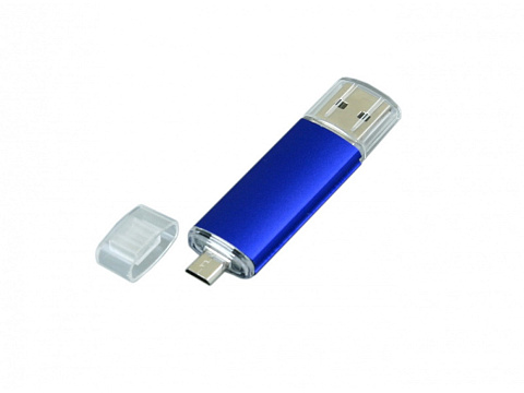 USB-флешка на 32 Гб.c дополнительным разъемом Micro USB, синий - рис 2.